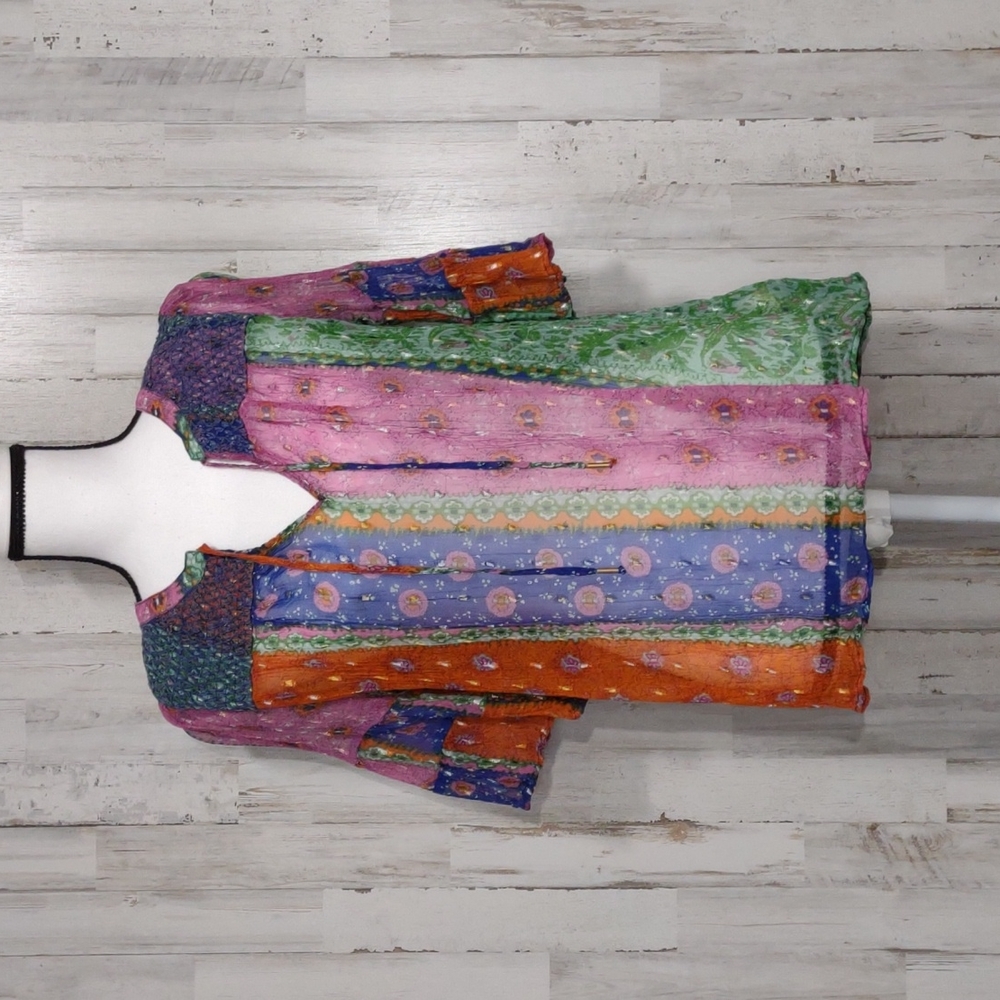 Anthropologie Akemi + Kin Antonella Peasant Multicolor Top BOHO